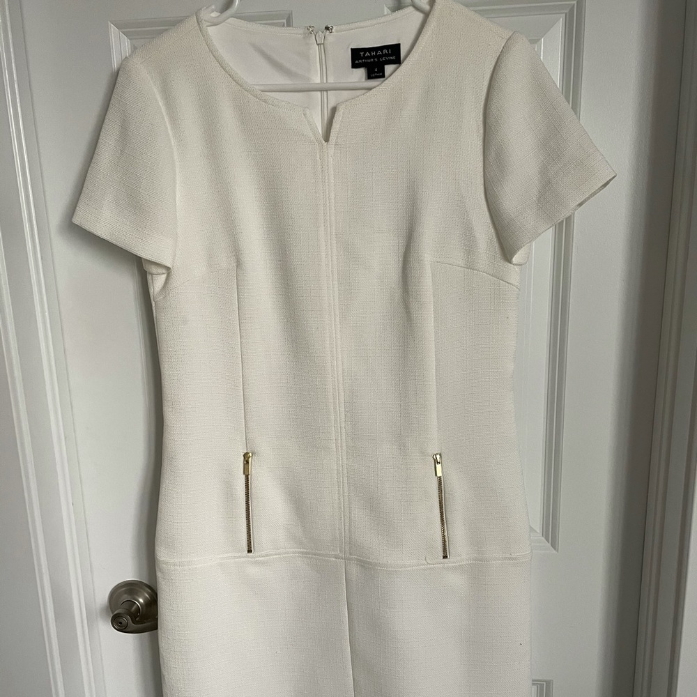 Tahari cream dress